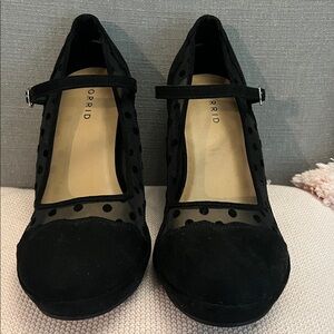 Torrid Black Mesh Polka Dot Heels